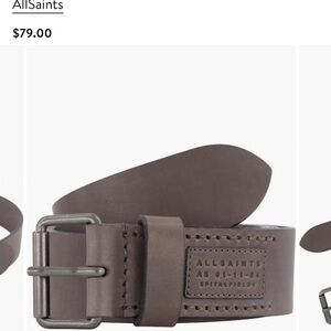 All Saints Men's Grey Leather Belt